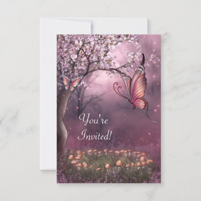 Bezauberndes Cherry Blossom Garden Butterfly Event Einladung (Vorderseite)