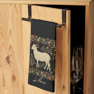Bezauberndes Design von Ziegen und Blumen Geschirrtuch