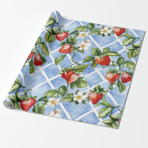 Bezauberndes Erdbeermuster & Leaf Muster - Vintag Geschenkpapier