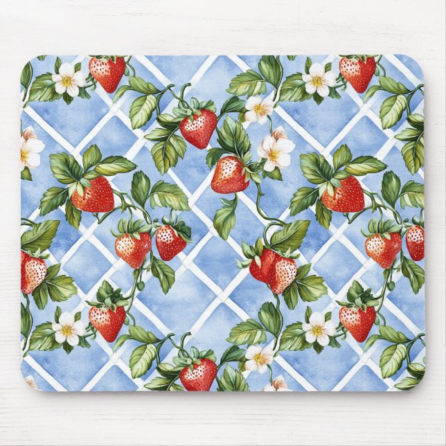 Bezauberndes Erdbeermuster & Leaf Muster - Vintag  Mousepad (Vorne)
