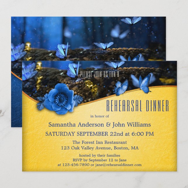 Bezauberndes Forest Butterfly Probe Dinner Einladung (Vorne/Hinten)