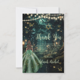 Bezauberndes Forest Emerald Green Dress Bat Mitzva Dankeskarte