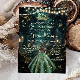 Bezauberndes Forest Emerald Green Dress Quinceañer Einladung