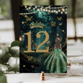 Bezauberndes Forest Emerald Green Dress Quinceañer Tischnummer