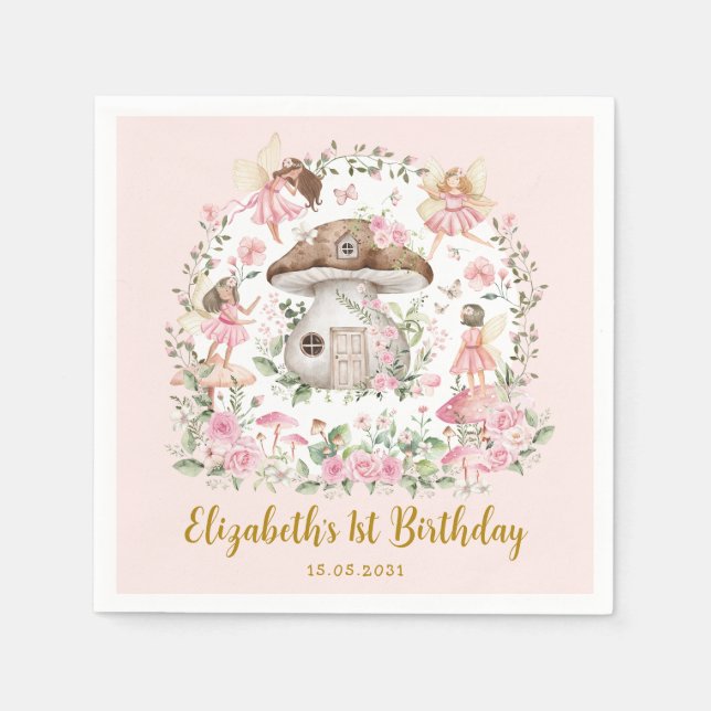Bezauberndes Forest Fairy Tea Party Girls Geburtst Serviette (Vorderseite)