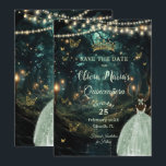 Bezauberndes Forest Sage Green Dress Quinceañera Save The Date<br><div class="desc">Personalisieren Sie diesen bezaubernden Quinceañera / Sweet 16 Geburtstag Save the Date einfach und schnell. Klicken Sie einfach auf die Schaltfläche Entwurfswerkzeuge bearbeiten, um den Text weiter zu bearbeiten, die Schriftart-Stile und die Schriftart-Farben zu ändern. Mit einem Mädchen in hübschem Salbei-Grün-Kleid und einem verzauberten Waldhintergrund. Die Schmetterlinge, das Quitenmädchen und...</div>