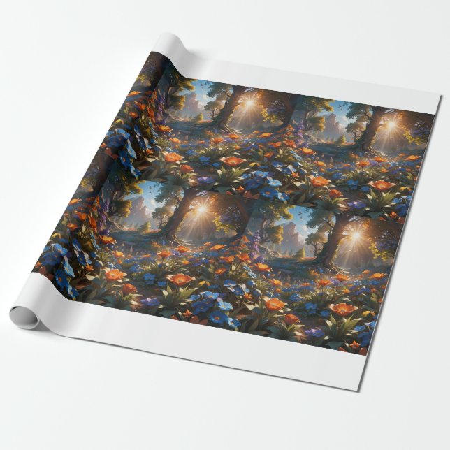 Bezauberndes Forest Sunrise Matte Wrapping Paper Geschenkpapier (Ungerollt)