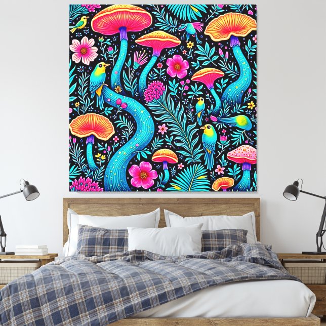 Bezauberndes Forest Whimsical Dream Design Leinwanddruck (Insitu (Schlafzimmer))