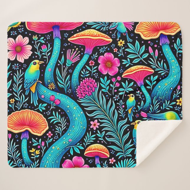 Bezauberndes Forest Whimsical Dream Design Sherpadecke (Vorderseite (Horizontal))