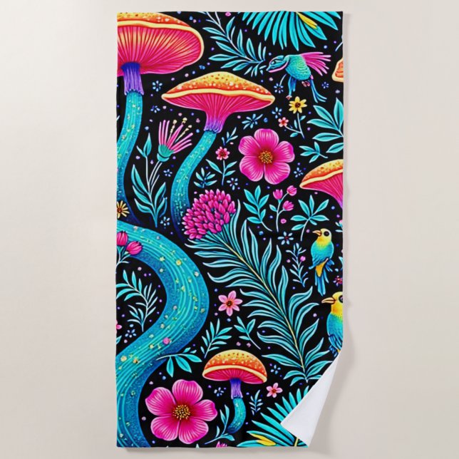 Bezauberndes Forest Whimsical Dream Design Strandtuch (Vorderseite)