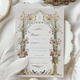 Bezauberndes Garden Brautparty Vintager Flair Folieneinladung
