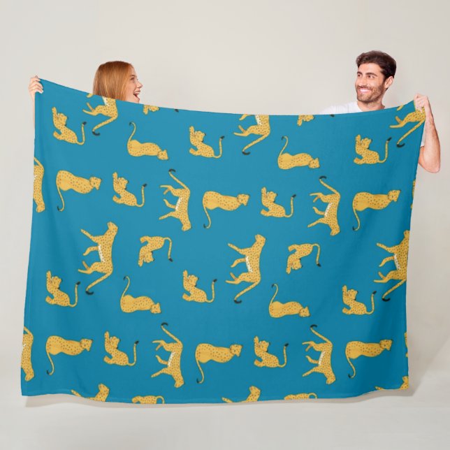 Bezauberndes Gepard-Tigermuster blaue Fleecedecke (Beispiel)