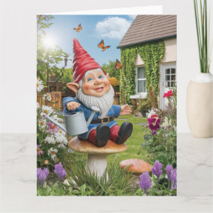 Bezauberndes Gnome mit Wasserkocher Karte