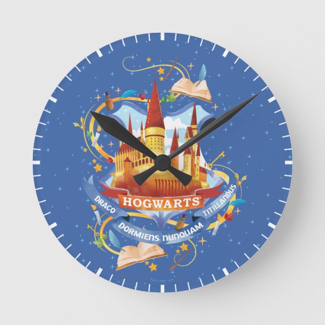 Bezauberndes HOGWARTS™ Schloss Harry Potters | Runde Wanduhr (Vorderseite)
