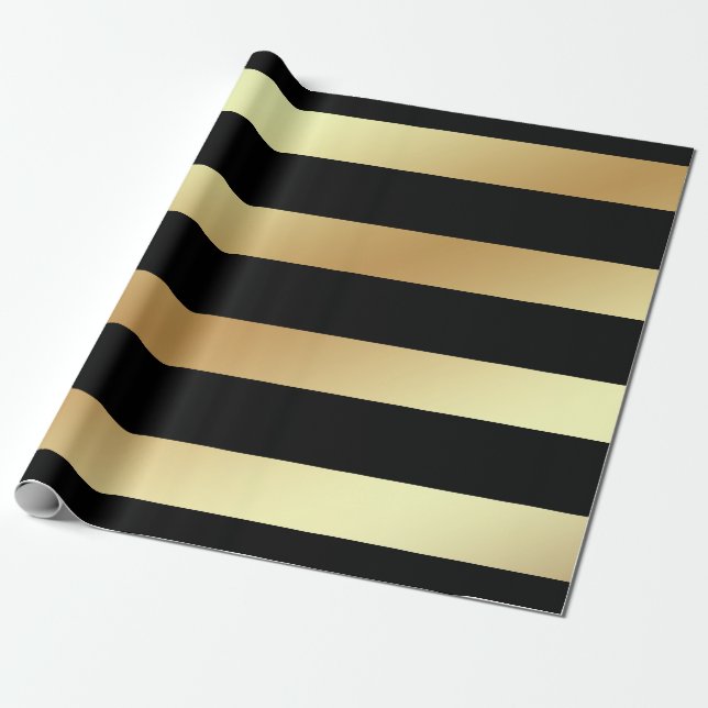 Bezauberndes Imitat-Gold und schwarze Streifen für Geschenkpapier (Ungerollt)