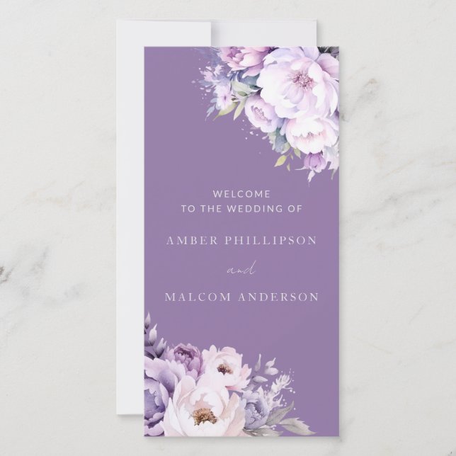 Bezauberndes Lavendel-Hochzeitsprogramm für Lila B (Vorderseite)