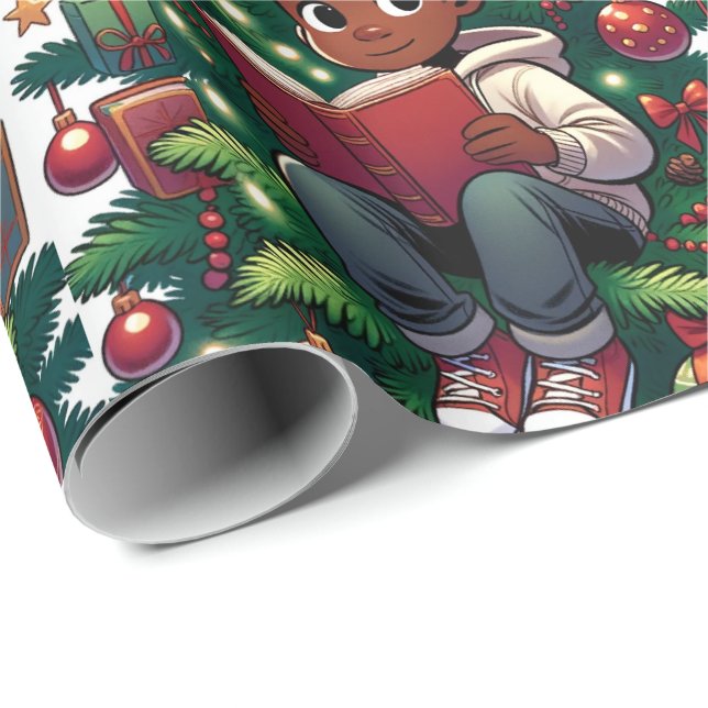 Bezauberndes Lesen - Weihnachts-Umschlagpapier Geschenkpapier (Rolleneckpunkt)