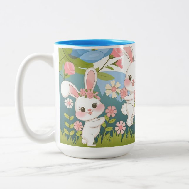 Bezauberndes Osterfeierdesign Zweifarbige Tasse (Links)