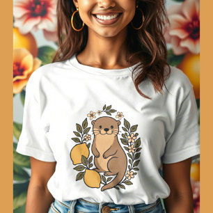 bezauberndes Otter mit Zitronen und Blume botanisc Tri-Blend Shirt