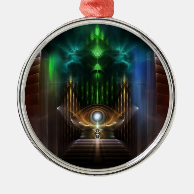 Bezauberndes Oz Fraktal Kunst, Dichtung und Musik Silbernes Ornament (Vorne)