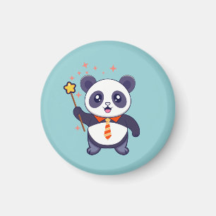 bezauberndes Panda mit orange-gelber Krawatte Magnet