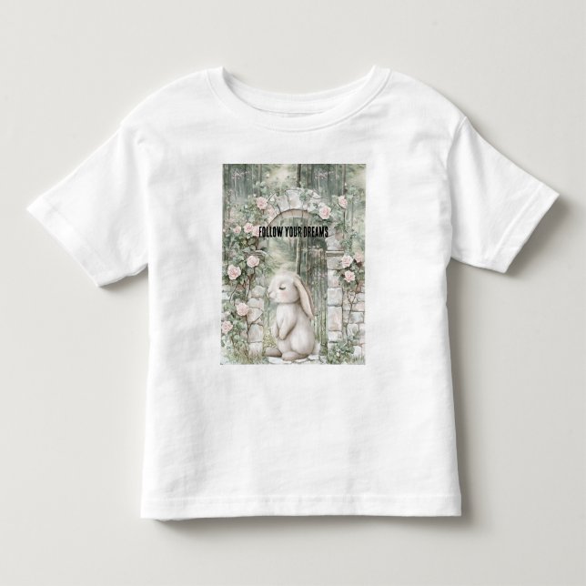 Bezauberndes Pink Floral Garden Bunny Kleinkind T-shirt (Vorderseite)