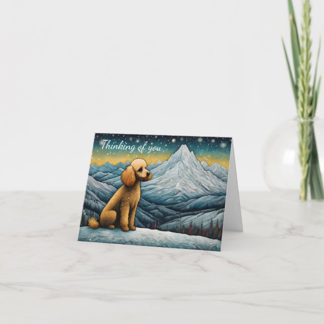 Bezauberndes Poodle Schneeberg Denken Sie an Sie Karte (Vorderseite)