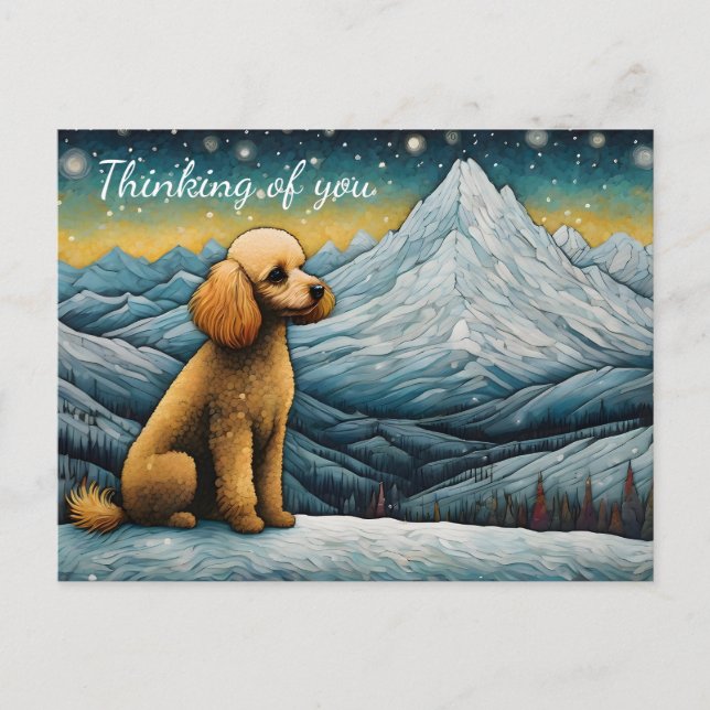 Bezauberndes Poodle Schneeberg Denken Sie an Sie Postkarte (Vorderseite)