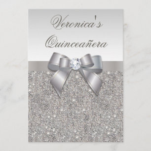 Bezauberndes Quinceañera Imitat versilbert Sequins Einladung