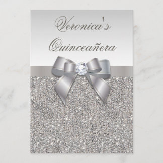 Bezauberndes Quinceañera Imitat versilbert Sequins Einladung