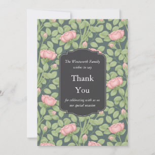 Bezauberndes Rose Garden Slate Blue Dankeskarte
