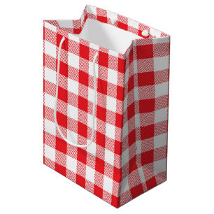 Bezauberndes Rotes Gingham Karo Muster Dekorativ Mittlere Geschenktüte
