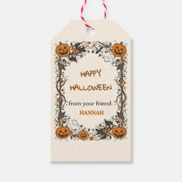 Bezauberndes rustikales Halloween mit Kürbissen un Geschenkanhänger