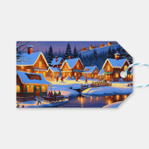 Bezauberndes, schneebedecktes Village Winterwunder Geschenkanhänger