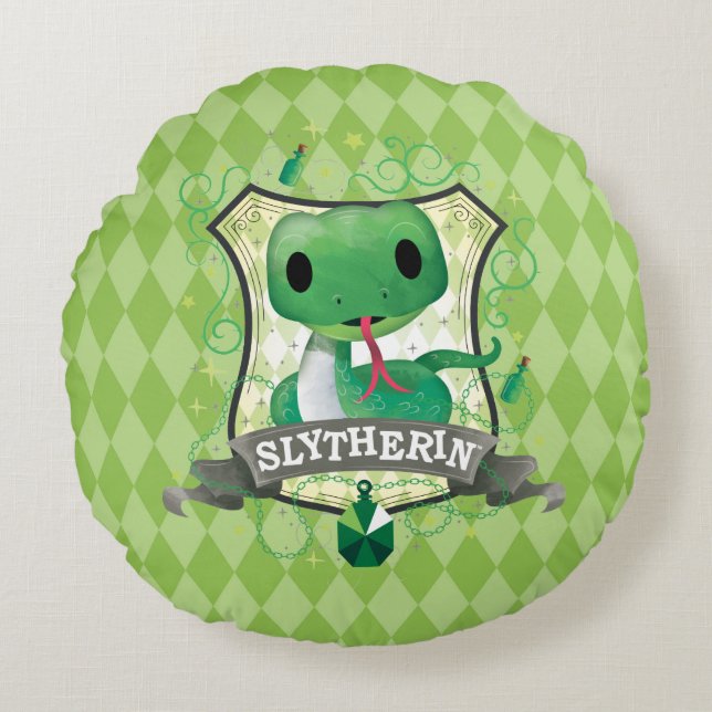 Bezauberndes SLYTHERIN™ Wappen Harry Potter | Rundes Kissen (Vorderseite)