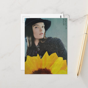 Bezauberndes Sonnenblumen-Frauen-Collage Postkarte