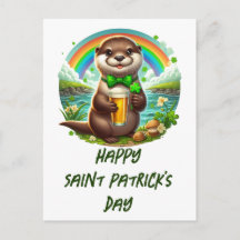 Bezauberndes St. Patricks Day Otter mit Bier
