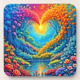 Bezauberndes Waldherz im Lichtdesign Getränkeuntersetzer