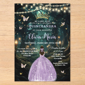 Bezauberndes Waldkleid Lila Lilac Kleid Quinceañer Acryleinladungen