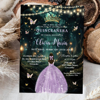 Bezauberndes Waldkleid Lila Lilac Kleid Quinceañer Einladung