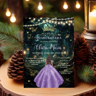 Bezauberndes Waldkleid Lila Lilac XV Quinceañera Einladung