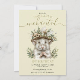 Bezauberndes Waldmäusentier 1. Geburtstag Einladung