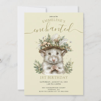 Bezauberndes Waldmäusentier 1. Geburtstag Einladung