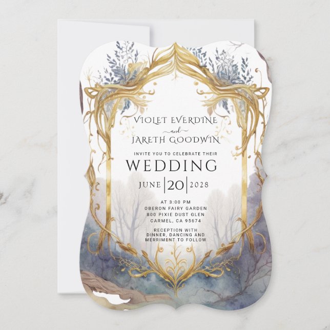 Bezauberndes Waldportal zum Hochzeitsempfang Einladung (Vorderseite)