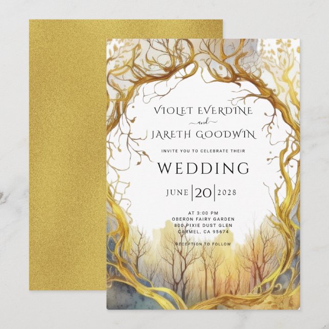 Bezauberndes Waldportal zum Hochzeitsempfang Einladung (Vorne/Hinten)