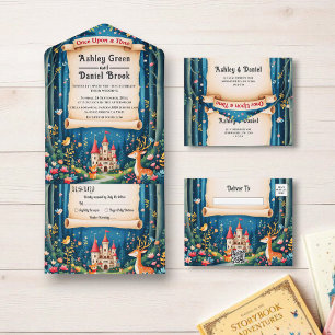 Bezauberndes Waldschloss Märchenfest Hochzeit All In One Einladung