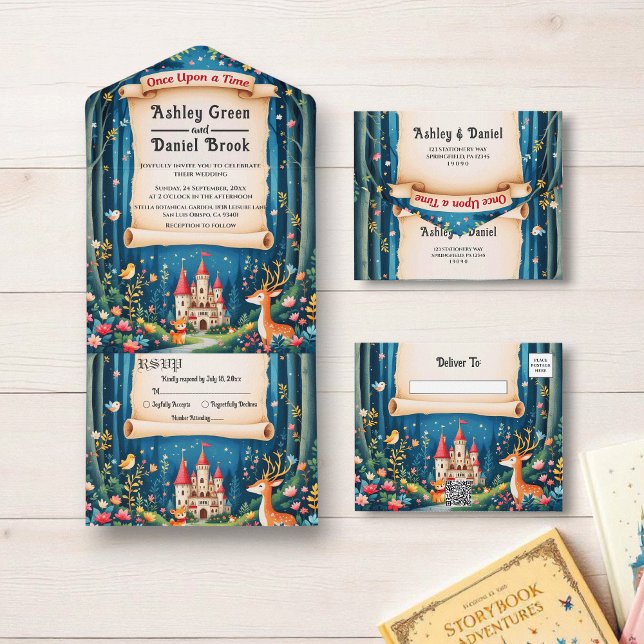 Bezauberndes Waldschloss Märchenfest Hochzeit All In One Einladung (Von Creator hochgeladen)