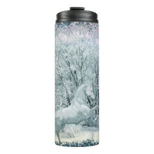 Bezauberndes Winterwald-Weiße Pferd Thermosbecher