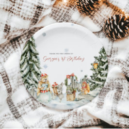 Bezauberndes Winterwald zum Geburtstag Pappteller