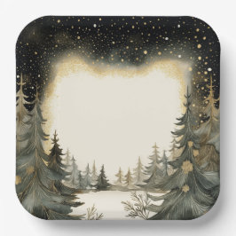 Bezauberndes Woodland Weihnachten Pappteller